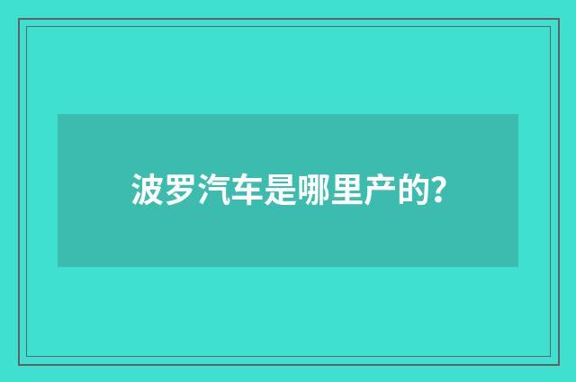 波罗汽车是哪里产的?