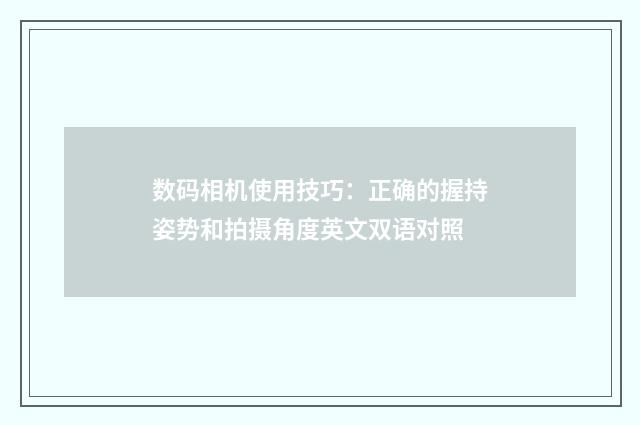 数码相机使用技巧：正确的握持姿势和拍摄角度英文双语对照