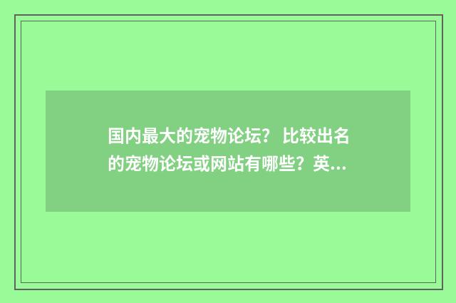 国内最大的宠物论坛? 比较出名的宠物论坛或网站有哪些?英文双语对照