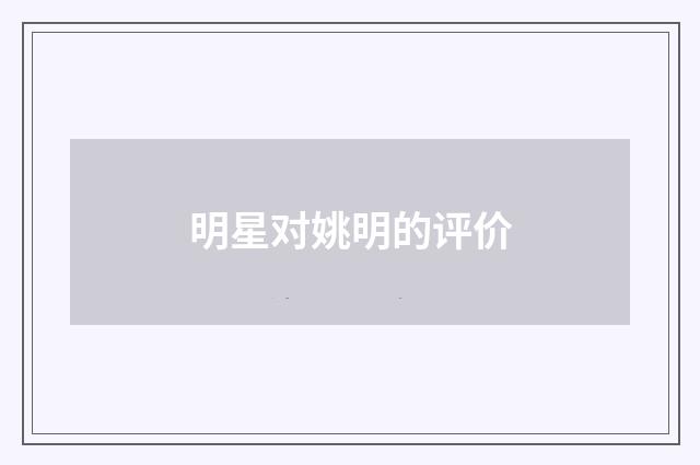 明星对姚明的评价