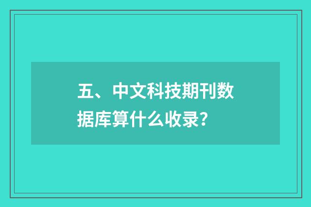 五、中文科技期刊数据库算什么收录?
