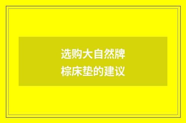 选购大自然牌棕床垫的建议