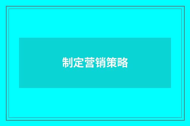 制定营销策略