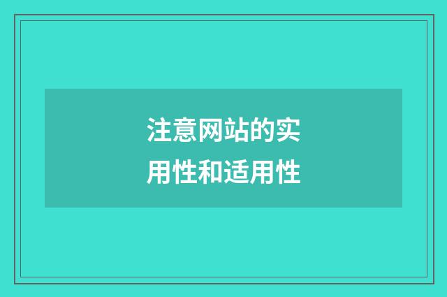 注意网站的实用性和适用性
