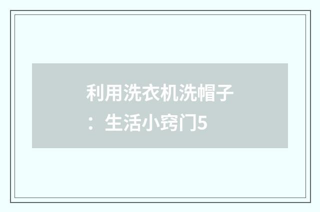 利用洗衣机洗帽子：生活小窍门5