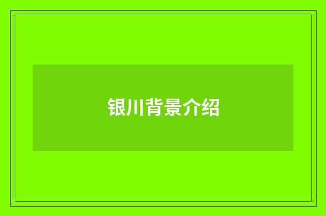 银川背景介绍