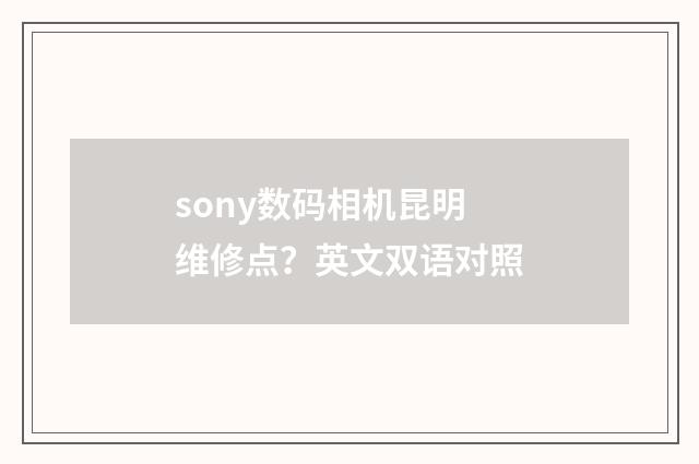 sony数码相机昆明维修点?英文双语对照