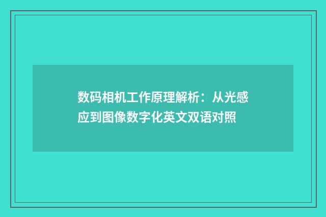数码相机工作原理解析:从光感应到图像数字化英文双语对照