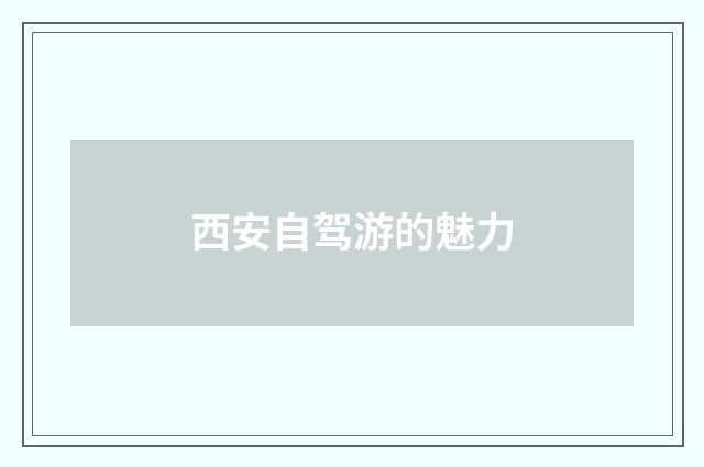 西安自驾游的魅力