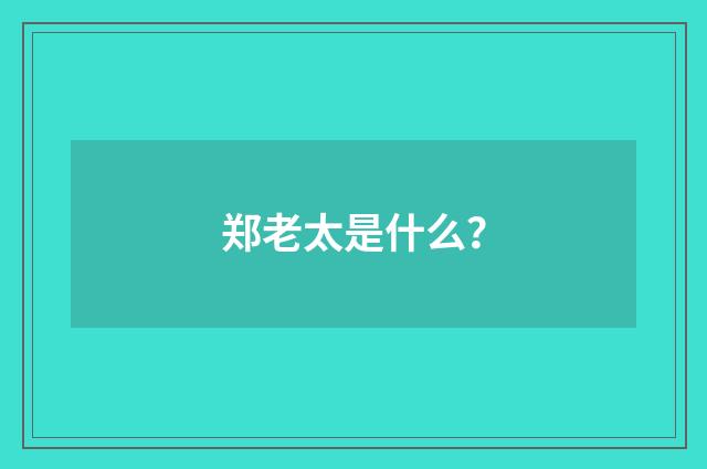 郑老太是什么?