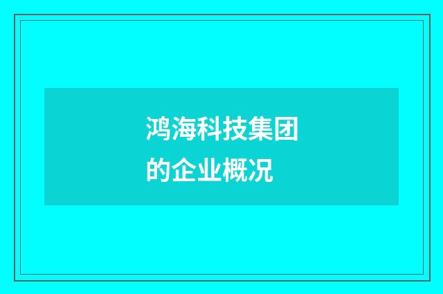 鸿海科技集团的企业概况