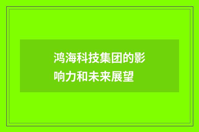 鸿海科技集团的影响力和未来展望