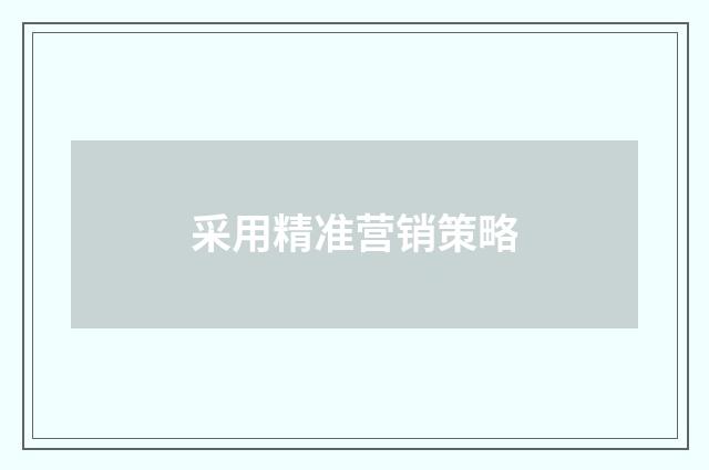 采用精准营销策略