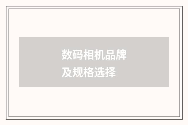 数码相机品牌及规格选择