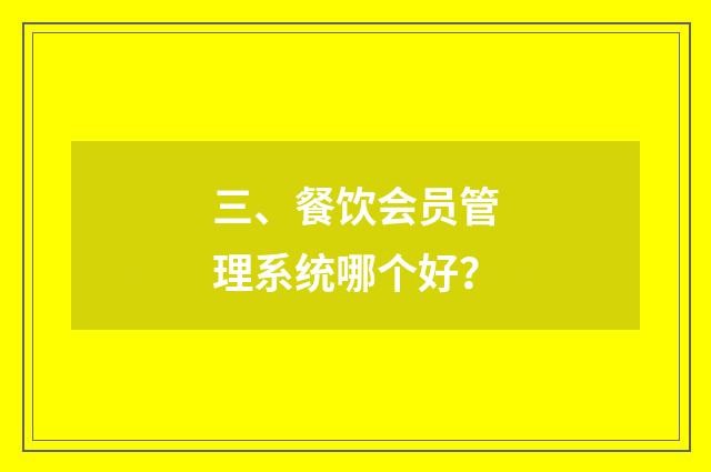 三、餐饮会员管理系统哪个好?