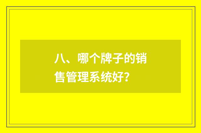 八、哪个牌子的销售管理系统好？