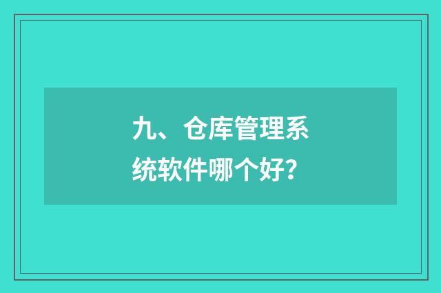 九、仓库管理系统软件哪个好?