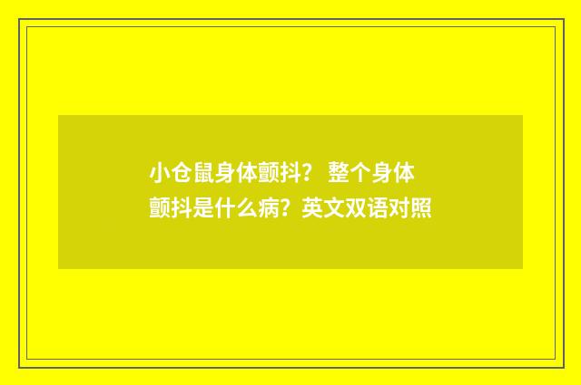 小仓鼠身体颤抖? 整个身体颤抖是什么病?英文双语对照