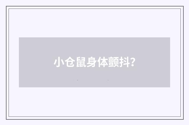小仓鼠身体颤抖?