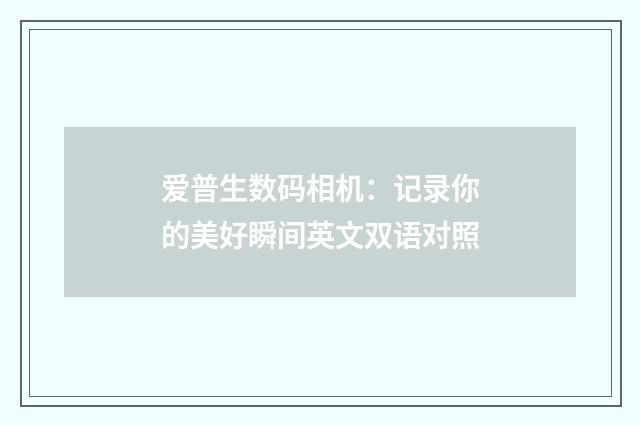 爱普生数码相机：记录你的美好瞬间英文双语对照