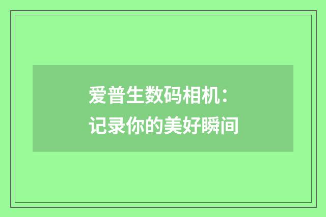 爱普生数码相机：记录你的美好瞬间