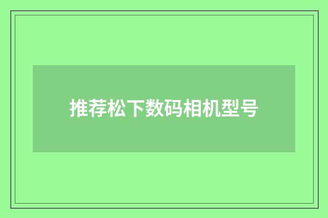 推荐松下数码相机型号
