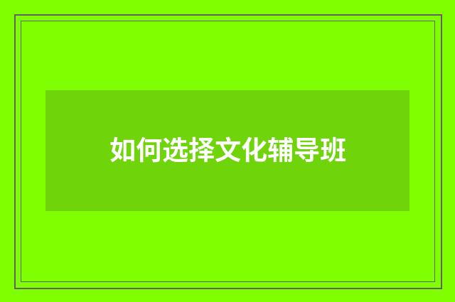 如何选择文化辅导班