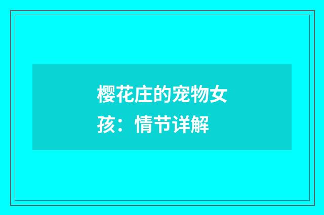 樱花庄的宠物女孩:情节详解
