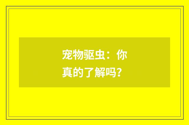 宠物驱虫：你真的了解吗？