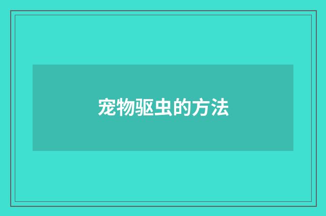 宠物驱虫的方法