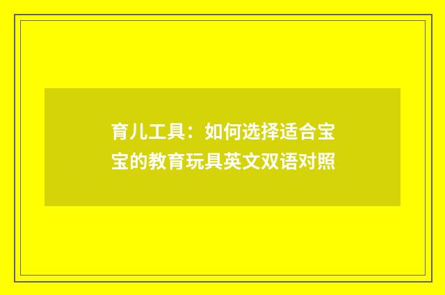 育儿工具:如何选择适合宝宝的教育玩具英文双语对照