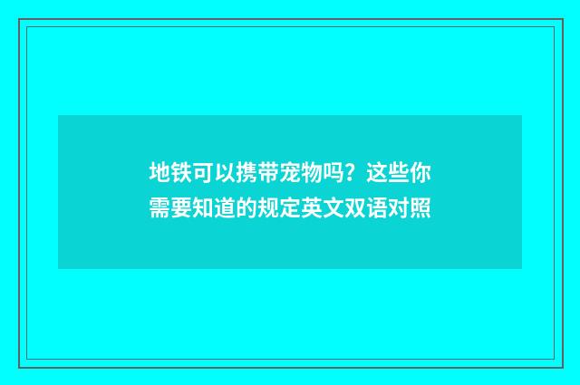 地铁可以携带宠物吗？这些你需要知道的规定英文双语对照