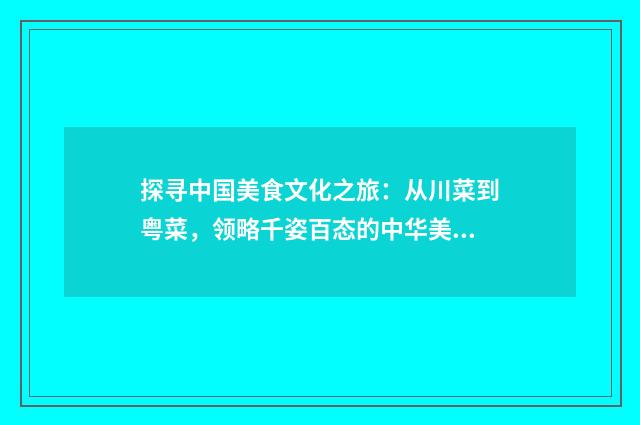 探寻中国美食文化之旅:从川菜到粤菜,领略千姿百态的中华美食英文双语对照