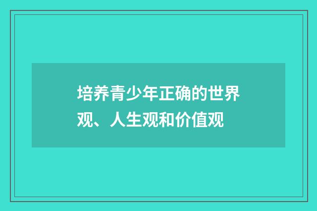 培养青少年正确的世界观、人生观和价值观