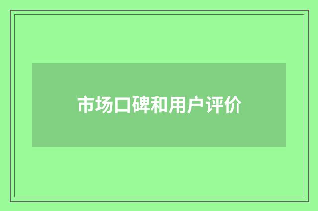 市场口碑和用户评价