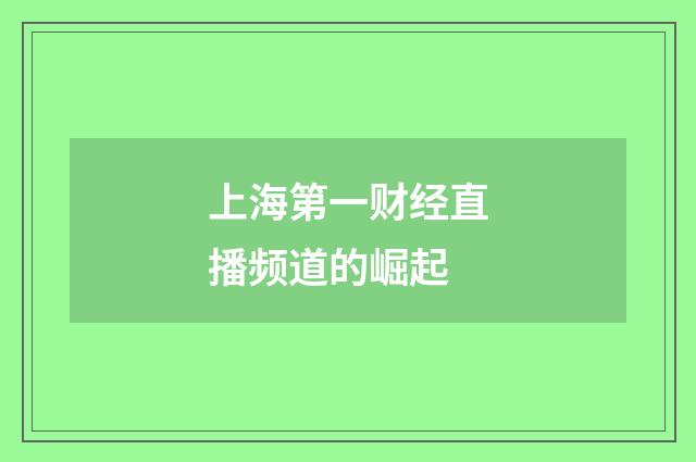 上海第一财经直播频道的崛起