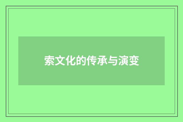 索文化的传承与演变