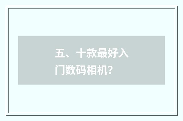 五、十款最好入门数码相机？