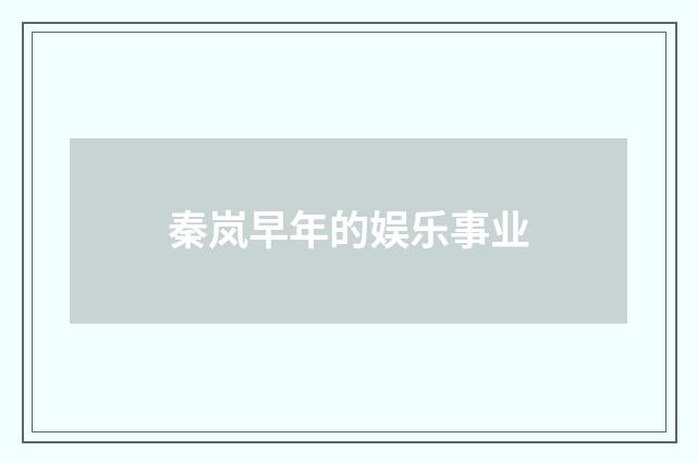 秦岚早年的娱乐事业