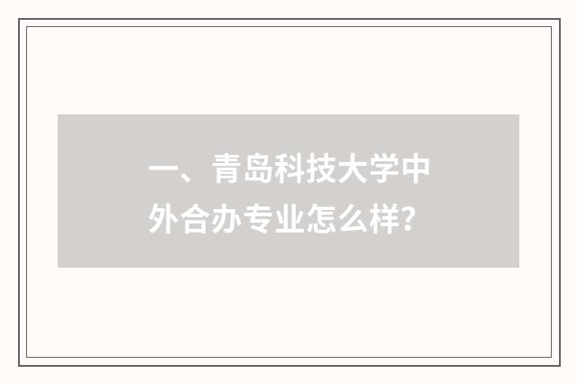 一、青岛科技大学中外合办专业怎么样?