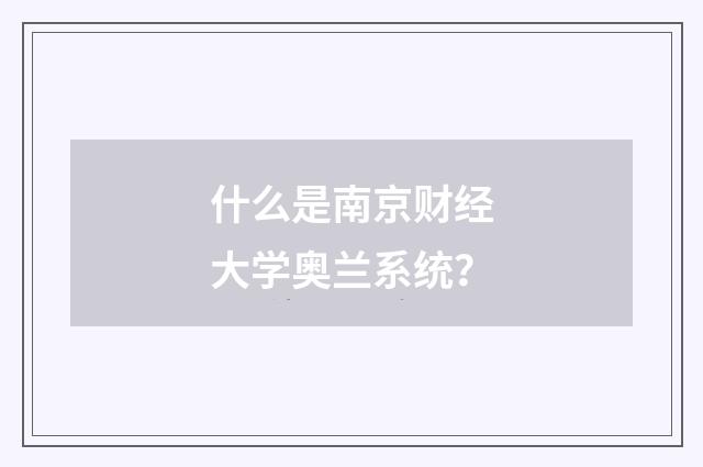 什么是南京财经大学奥兰系统？