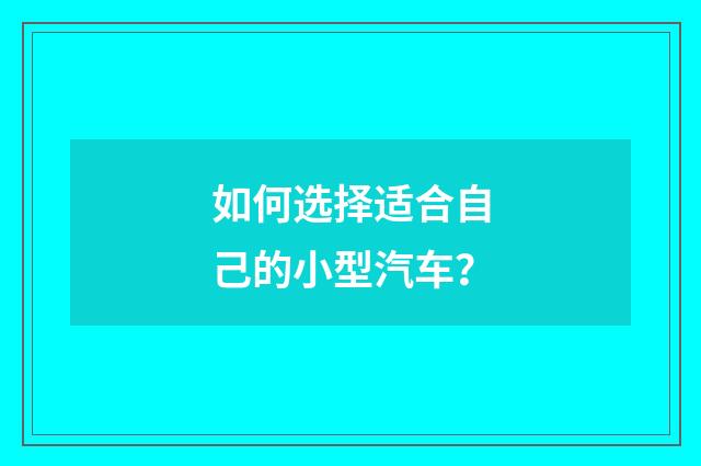 如何选择适合自己的小型汽车?