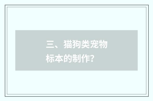 三、猫狗类宠物标本的制作？
