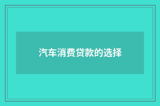 汽车消费贷款的选择