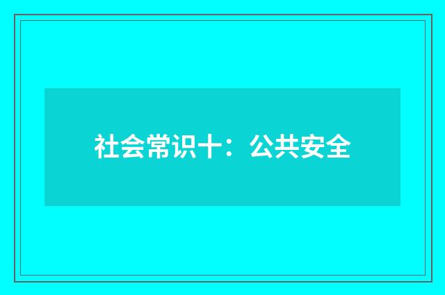社会常识十:公共安全