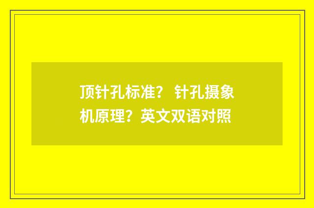 顶针孔标准? 针孔摄象机原理?英文双语对照