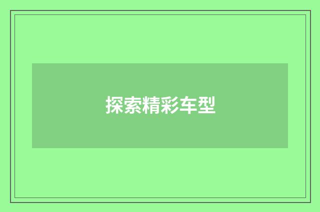 探索精彩车型