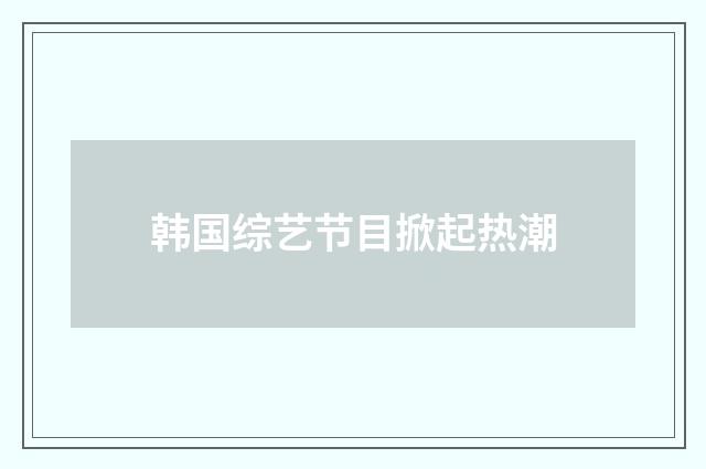 韩国综艺节目掀起热潮