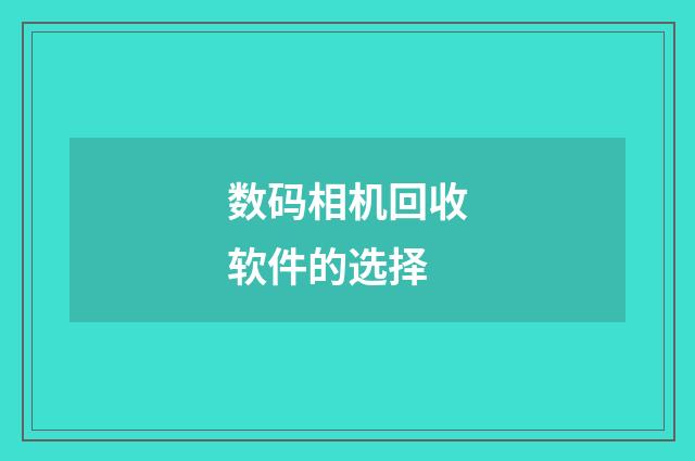 数码相机回收软件的选择