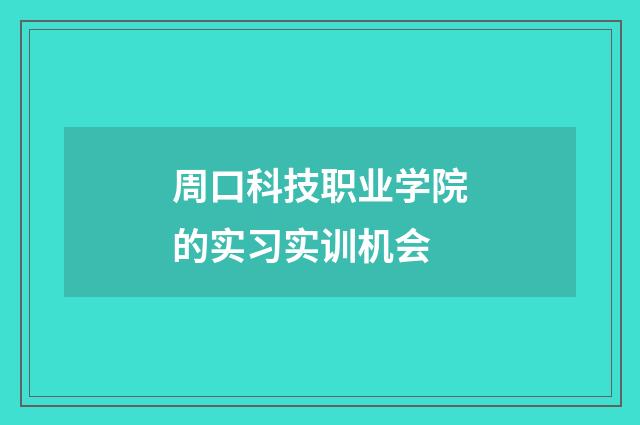 周口科技职业学院的实习实训机会